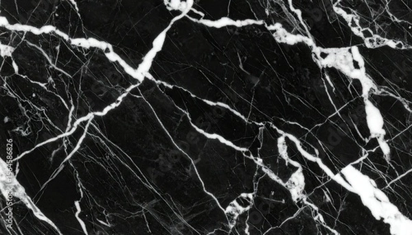 Obraz Elegant Black Marble Texture with White Veins Featuring Detailed Surface and Natural Design