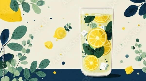 Obraz Refreshing lemonade drink illustration
