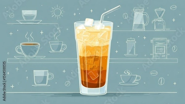 Obraz Iced Coffee Drink with Accessories
