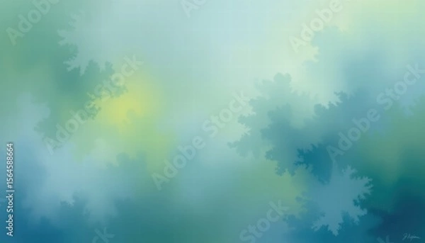 Fototapeta Soft Abstract Background with Subtle Leaf Patterns in Blue and Green Shades, Perfect for Design Projects and Inspirational Themes
