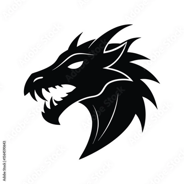 Obraz Aggressive Dragon Head Vector Illustrations
