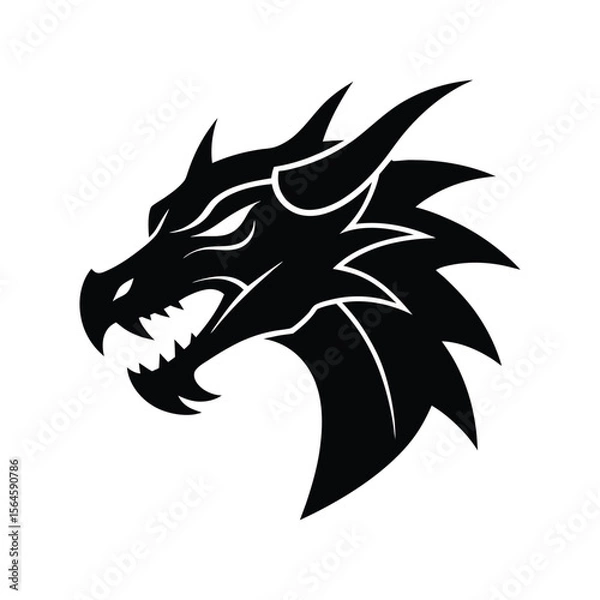 Fototapeta Aggressive Dragon Head Vector Illustrations