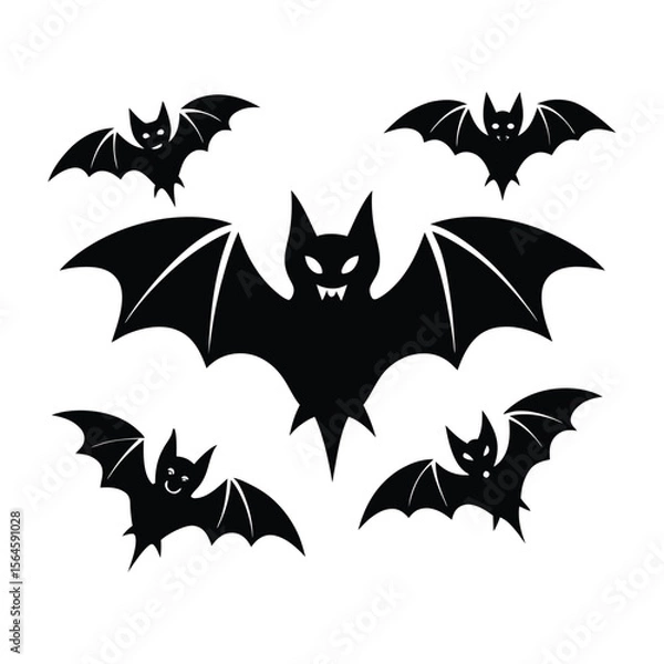 Obraz Halloween bat silhouettes set isolated