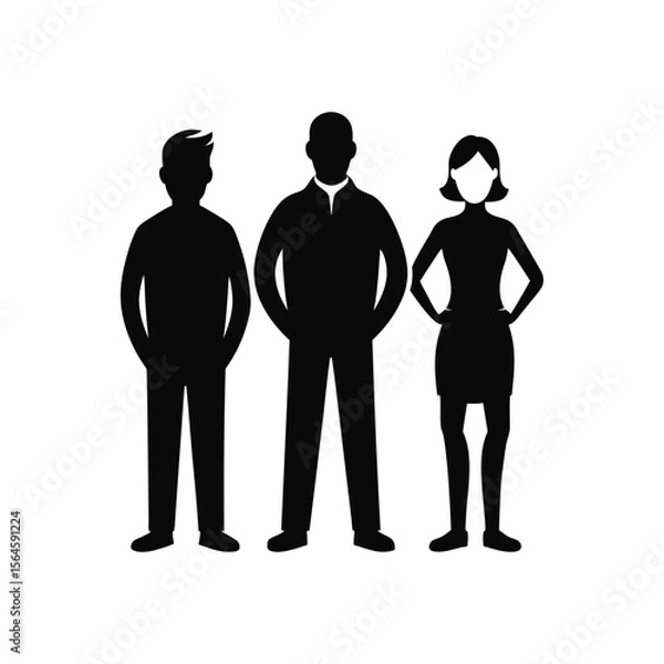 Fototapeta People Standing Different Silhouette Vector