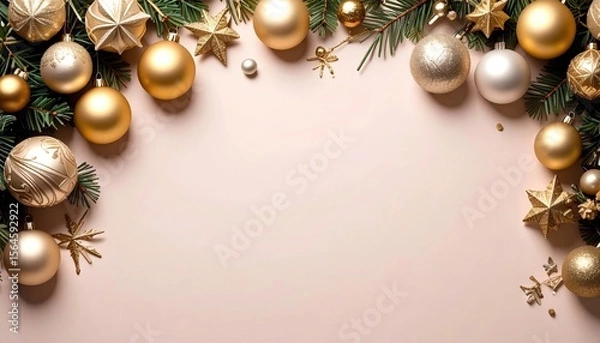 Obraz Festive holiday decorations christmas celebration digital art cozy indoor setting close-up view elegant ornamentation and pine greenery