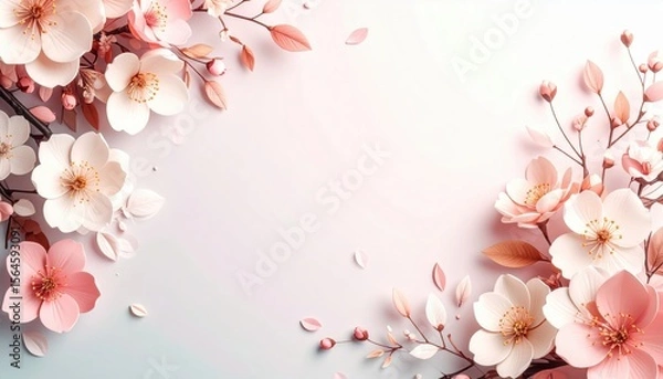Obraz Delicate cherry blossom arrangement nature studio floral artwork soft pastel background close-up view serenity and beauty