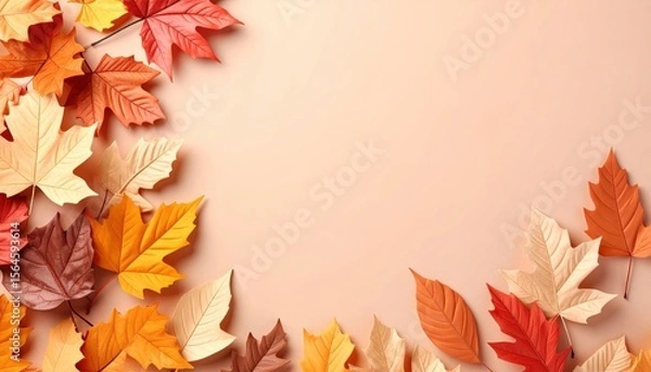 Obraz Colorful autumn leaves falling in a natural setting captured in soft light aesthetic composition seasonal vibes