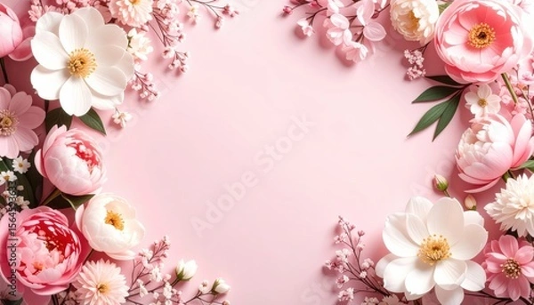Obraz Floral arrangement display indoor setting image of pink and white flowers soft background aesthetic perspective nature and beauty theme