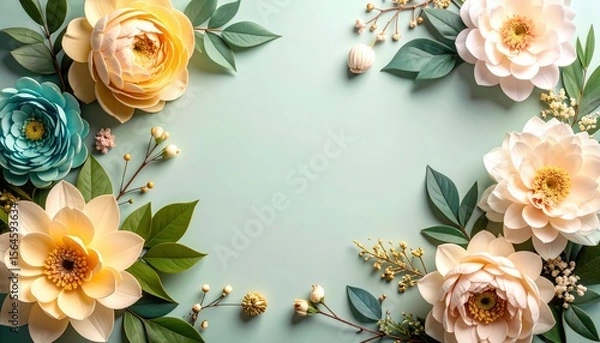 Obraz Floral arrangement display studio setting photography soft color palette close-up view nature and art combined for aesthetic appeal
