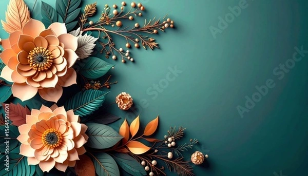 Obraz Floral arrangement creation studio digital artwork modern aesthetic close-up nature inspired design