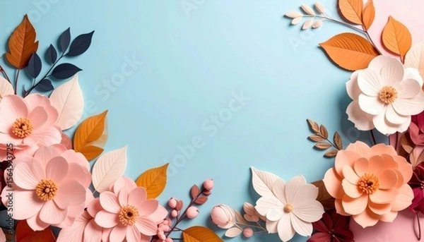 Obraz Creative paper flowers arrangement art studio decorative artwork bright colorful environment close-up view floral design concept
