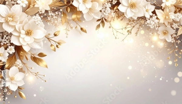 Obraz Elegant white floral arrangement soft background digital art romantic atmosphere close-up view wedding decor inspiration