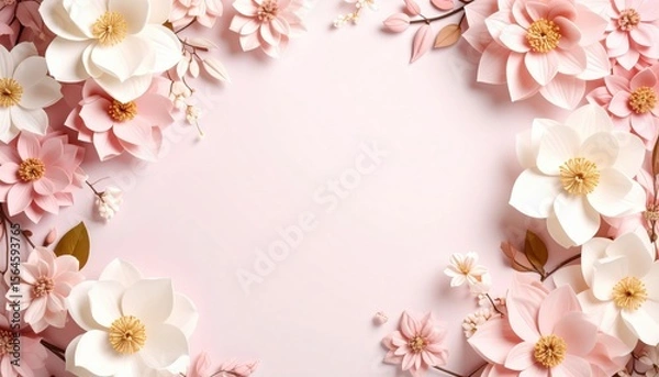 Obraz Floral arrangement art studio digital design soft background overhead view nature aesthetics for home decor