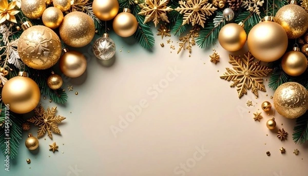 Obraz Festive christmas decoration holiday celebration image content cozy environment top-down view winter wonderland concept