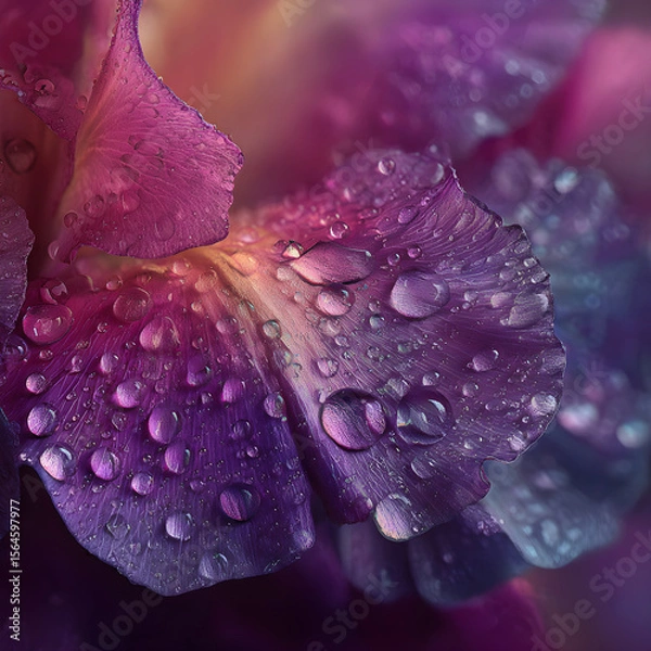 Fototapeta Morning Kiss: A Dew-adorned Petal in Nature's Embrace Capturing the Essence of Simplicity and Elegance