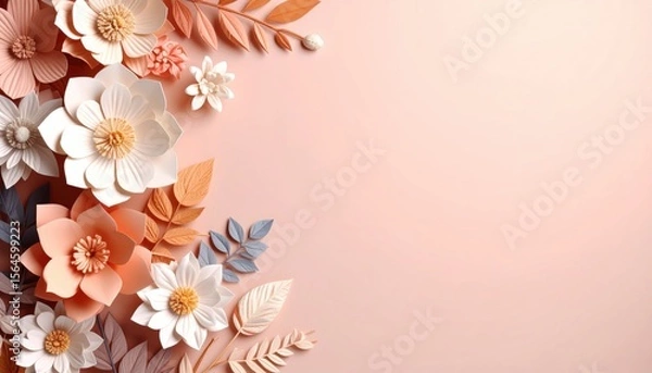 Fototapeta Elegant floral arrangement studio digital art soft color palette close-up decorative design for home decor