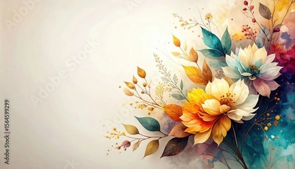 Fototapeta Vibrant floral arrangement modern art studio digital artwork bright and colorful close-up view nature inspired design