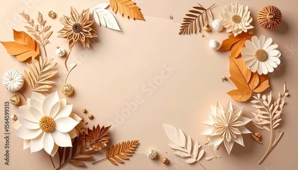 Fototapeta Elegant floral arrangement display studio digital art soft tones close-up view aesthetic design for home decor