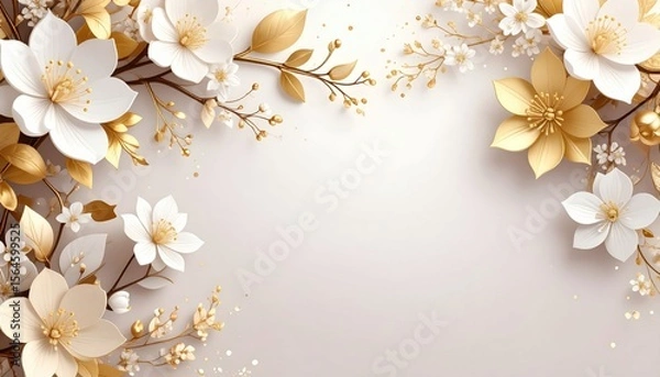 Fototapeta Elegant floral arrangement studio background digital art minimalist design close-up view aesthetic beauty
