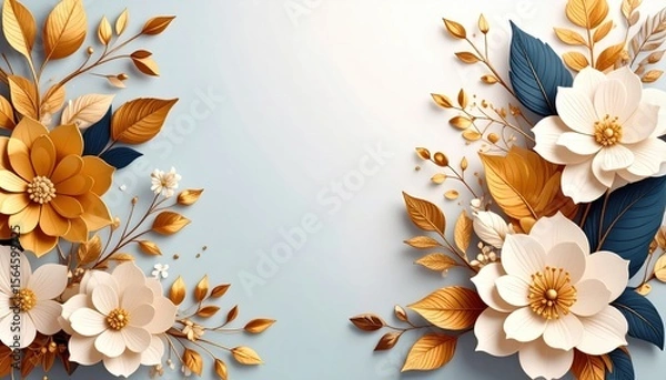 Fototapeta Floral arrangement showcase nature graphic design soft lighting close-up aesthetic beauty in decorative art