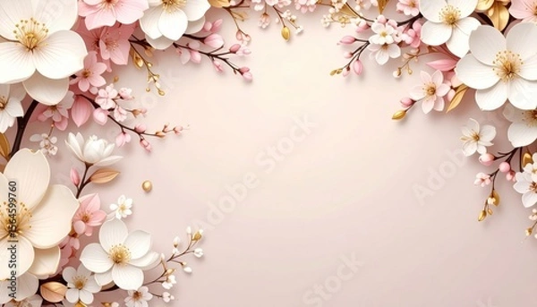 Fototapeta Spring blossom celebration floral arrangement decorative art soft pastel background close-up view elegance and serenity