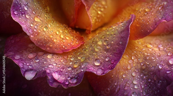Fototapeta Morning Kiss: A Dew-adorned Petal in Nature's Embrace Capturing the Essence of Simplicity and Elegance