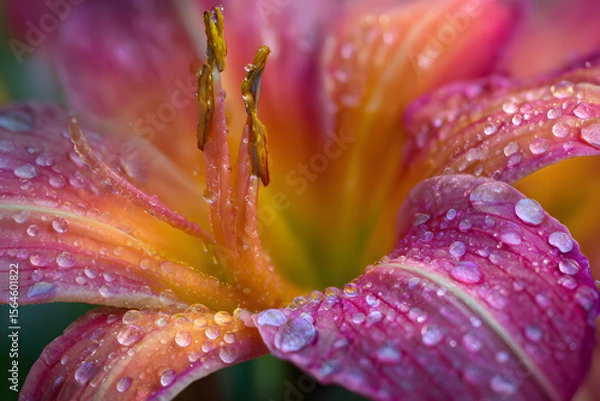 Fototapeta Morning Kiss: A Dew-adorned Petal in Nature's Embrace Capturing the Essence of Simplicity and Elegance