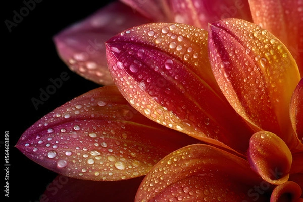 Fototapeta Morning Kiss: A Dew-adorned Petal in Nature's Embrace Capturing the Essence of Simplicity and Elegance