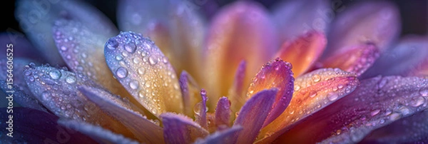 Fototapeta Morning Kiss: A Dew-adorned Petal in Nature's Embrace Capturing the Essence of Simplicity and Elegance