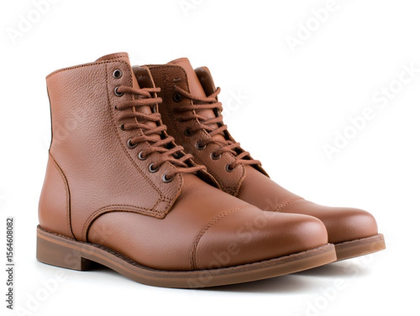 Fototapeta Elegant brown leather boots isolated on a white background, cut out style on transparent, png cut out, ready to bring joy to any space 86013127 1