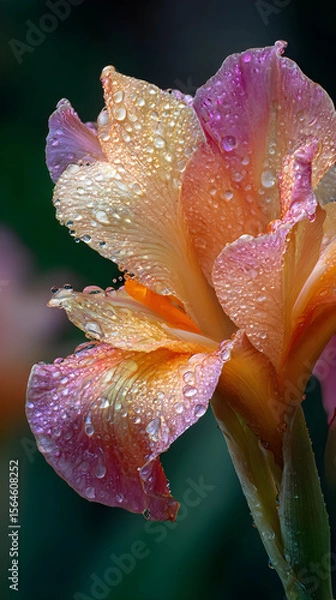 Fototapeta Morning Kiss: A Dew-adorned Petal in Nature's Embrace Capturing the Essence of Simplicity and Elegance