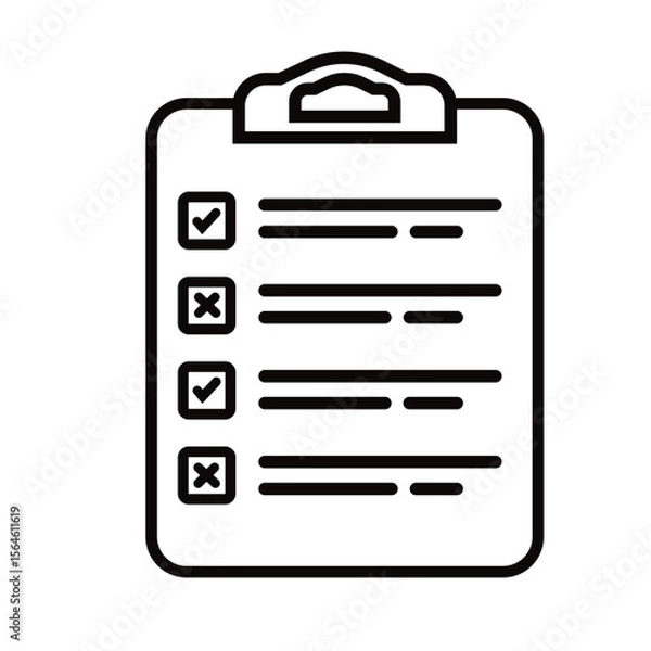 Fototapeta Icon tablet with paper clip. Symbol for check or task tracker. Coach's tactical board. Register or terms of reference.