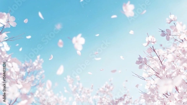 Obraz 青空のふわふわの桜の背景　Generative AI