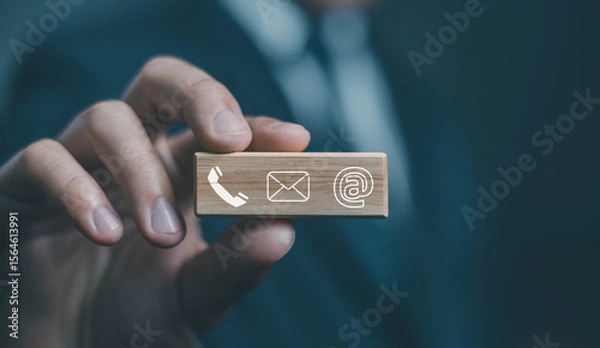 Fototapeta icon for call, phone, message, and email for customer service. Contact Us Concept, help from support of corporate business. Contact and communicate with clients on internet online