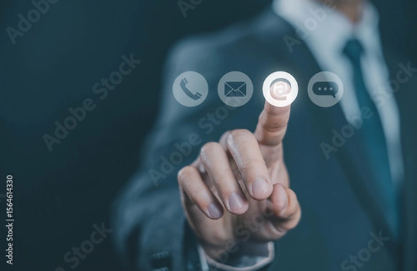 Fototapeta icon for call, phone, message, and email for customer service. Contact Us Concept, help from support of corporate business. Contact and communicate with clients on internet online