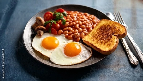 Obraz vegetarian english breakfast AI generated