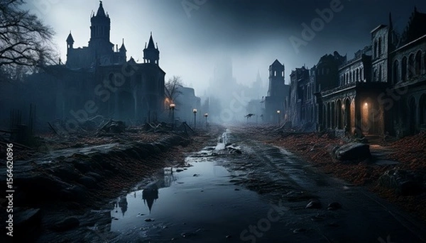 Obraz ghost city background, AI generated