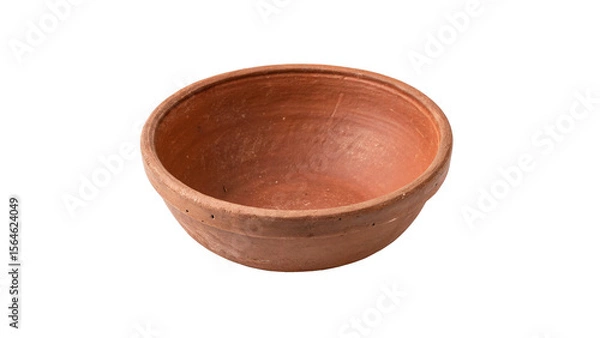 Fototapeta single Simple terracotta pot empty terracotta bowl or brown clay serving bowl isolated on transparent background  