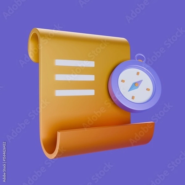 Obraz 3D Scroll of Guidance with Compass