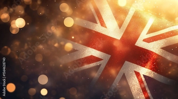 Obraz Elegant Union Jack flag with bokeh lights for British celebrations