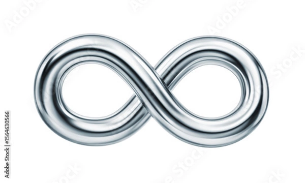 Fototapeta Silver infinity symbol isolated on white. Clipping path included
