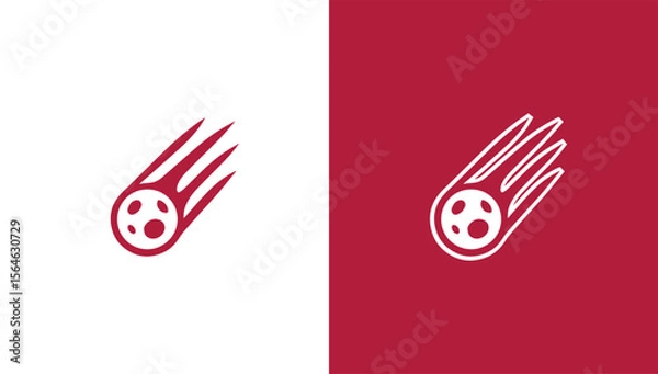 Fototapeta Falling meteor silhouette logo in minimalist vector style, generative ai
