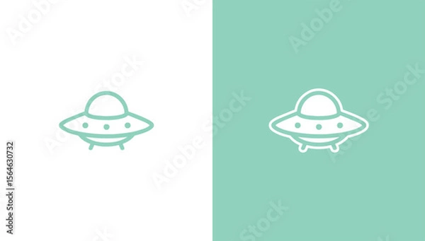 Fototapeta UFO spaceship silhouette logo in minimalist vector style, generative ai