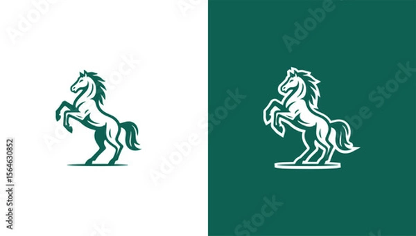 Fototapeta Rearing horse silhouette logo in minimalist vector style, generative ai
