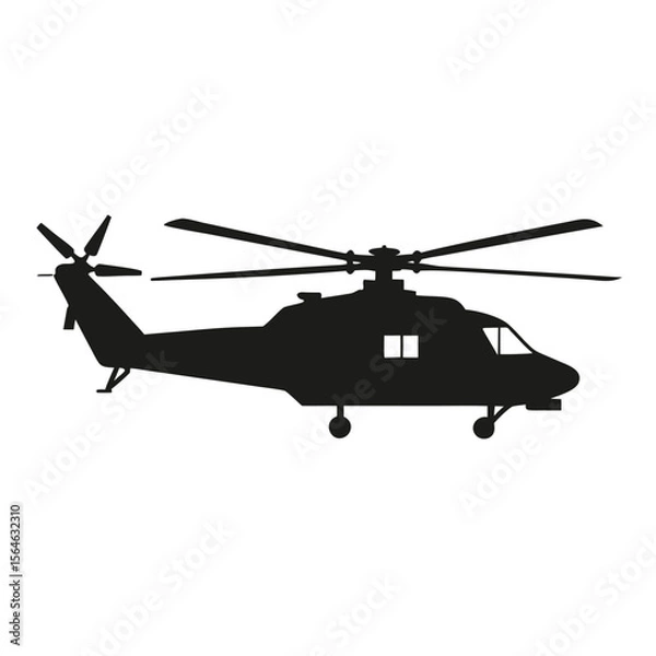 Fototapeta Helicopter Silhouette: A sleek and modern helicopter silhouette, captured with precise detail, showcasing its design and potential use