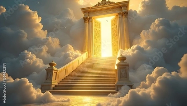 Fototapeta The Gate of Eternal Light: A Step into the Divine Realm