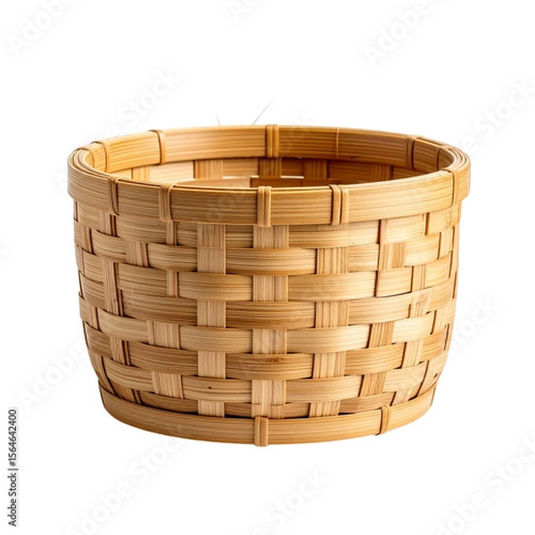 Fototapeta Wicker basket container woven natural material storage home decor item on transparent background