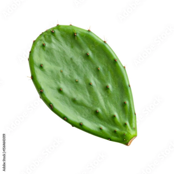 Fototapeta Isolated green prickly pear cactus pad nopales leaf on black background on transparent background