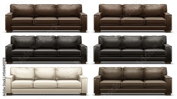 Fototapeta Collection of Modern Sofas in Various Colors for Stylish Interiors