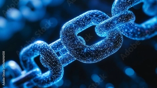 Fototapeta Digital Blockchain Chain Technology Concept with Data Connections